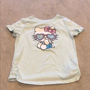 Hello Kitty Pastel Blue Kids Tee with Heart Sunglasses